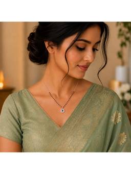 SAMIKA - 925 Sterling Silver Rose Gold Plated Evil Eye Crystal Mangalsutra Necklace