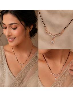 SAMIKA - 925 Sterling Silver Rose Gold Plated Celestial V-Curve Mangalsutra
