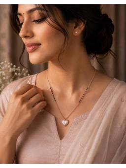 SAMIKA - 925 Sterling Silver Rose Gold Plated Aurora Heart Mangalsutra
