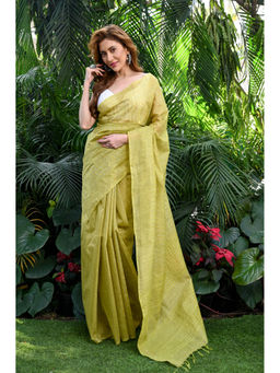 Beatitude - Green Kota Handwoven Banswara Silk Saree with Unstitched Blouse