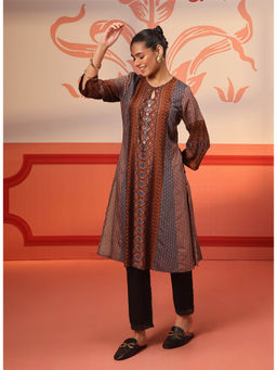 Lakshita - Laiba Brown Printed Kurta