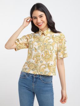 Zink London - Womens Multi-color Printed Shirt Top