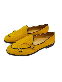 SHUTIQ - Amber Batwing Mustard Double Monk Straps Shoes