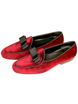 SHUTIQ - Batwing Burgundy Bow Loafers
