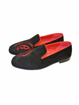 SHUTIQ - Bespoke 4 Black Embroidered Loafers