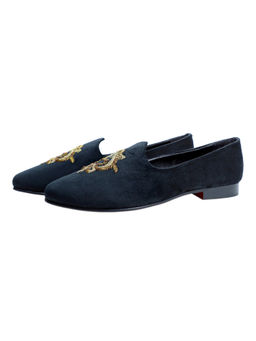 SHUTIQ - Sadira Antique Black Leather Mojaris