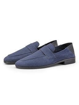 SHUTIQ - Seole Navy Blue Suede Leather Loafers