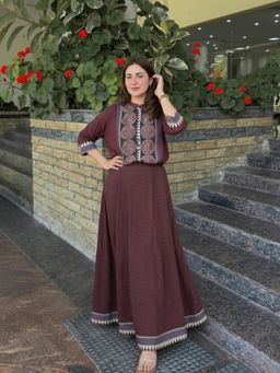 Gahan - Womens Brown Rayon Blend Printed Co-Ord Set
