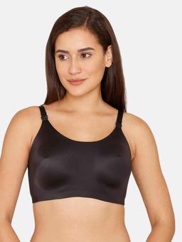Zivame - Mircale Series Double Layered Non-Wired Full Coverage Super Support Bra - Jet Black