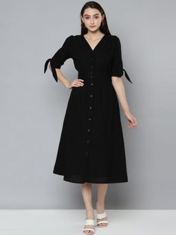 Scoup - Black Cutwork Embroidered Midi Dress