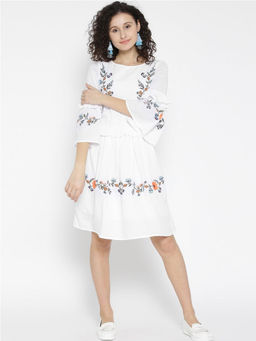 Scoup - White Embroidered Dress