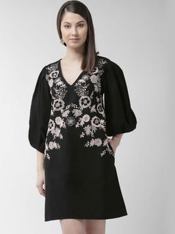 Scoup - Embroidered Cotton Black Dress