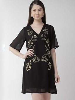 Scoup - Embellished A-line Black Dress