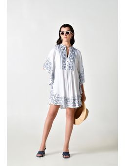 STIL-O-STITCH - Blue Colour Rayon Fabric Mini Dress