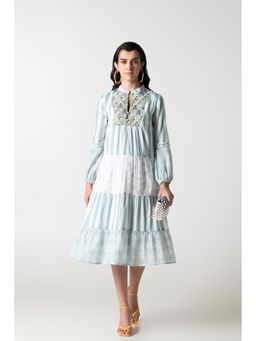 STIL-O-STITCH - Blue Colour Cotton Fabric Dress