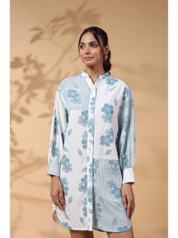 STIL-O-STITCH - Blue Colour Cotton Flex Fabric mini Dress