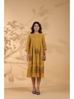 STIL-O-STITCH - Yellow Colour Cotton Fabric Maxi Dress