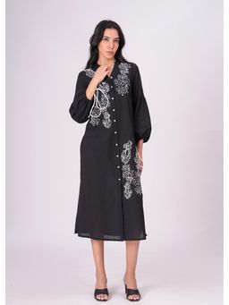 STIL-O-STITCH - Black Colour Cotton Flex Fabric Dress