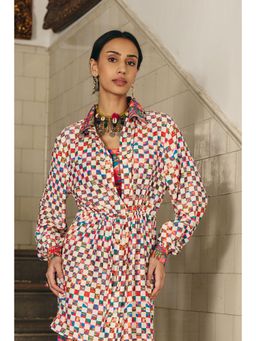 Muvazo - Kaleido Grid Collar Shirt