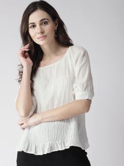 Scoup - White Pintuck Detail Top