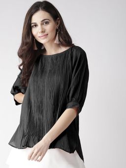 Scoup - Black Pintuck Detail Top