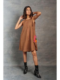 Thread Game - Women's Brown A-line Dress