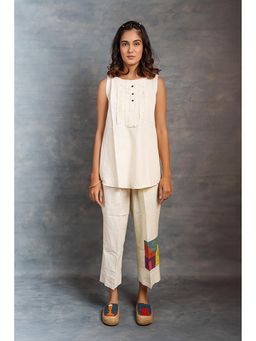 Thread Game - Women's Beige Embroidered Co-Ord Set