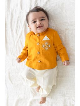TIBER TABER - Boys Yellow Lotus Bandhgala & Pant