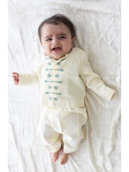 TIBER TABER - Boys Morpankh Cream Bandhgala & Pant