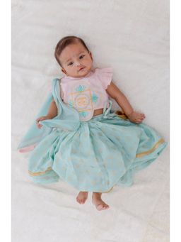 TIBER TABER - Girls Lotus Pink Embroidery Lehenga Choli & Dupatta