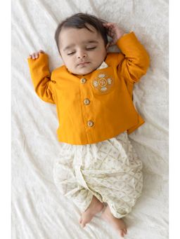 TIBER TABER - Boys Lotus Yellow Bandhgala & Dhoti