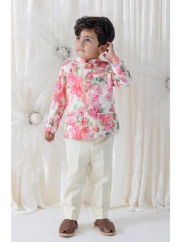 TIBER TABER - Boys Cream Cotton Printed Jacket with Pant