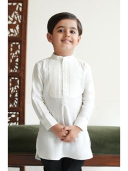 TIBER TABER - Boys White Cotton Solid/Plain Kurta