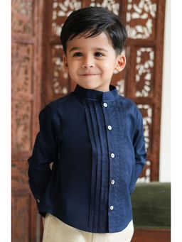 TIBER TABER - Boys Blue Cotton Solid/Plain Shirt