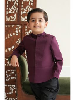 TIBER TABER - Boys Maroon Cotton Solid/Plain Jacket