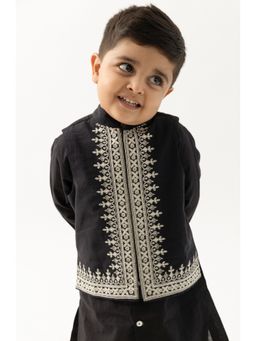 TIBER TABER - Boys Black Cotton Embroidered Jacket