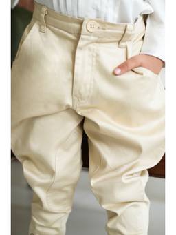 TIBER TABER - Boys Cream Cotton Solid/Plain Pant