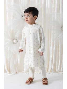 TIBER TABER - Boys Cream Viscose Printed Kurta with Pant