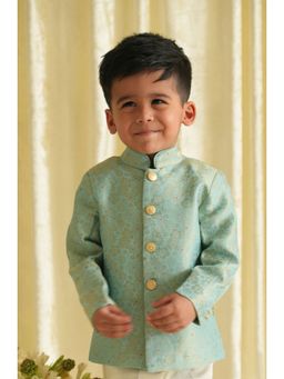 TIBER TABER - Boys Blue Bandhgala with Pants Fabric