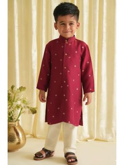 TIBER TABER - Maroon Buta Brocade Kurta with Pyjama