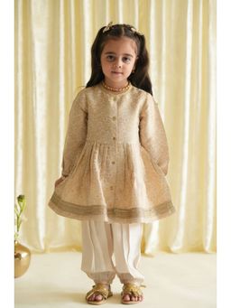 TIBER TABER - Cream Brocade Angrakha and Salwar