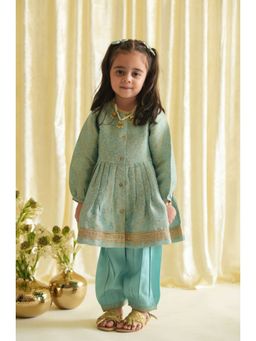 TIBER TABER - Blue Brocade Angrakha and Salwar