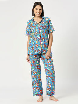 Pyjama Party - Super Mario Button Down Pure Cotton Shirt with Pyjama (Set of 2)