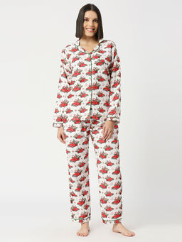 Pyjama Party - Jingle All The Way Button Down Cotton Rayon Shirt with Pyjama (Set of 2)