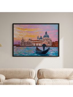 ARTCREST - Venice Cityscape At Sunset, Italy Black Box Framed Canvas Wall Art Painting