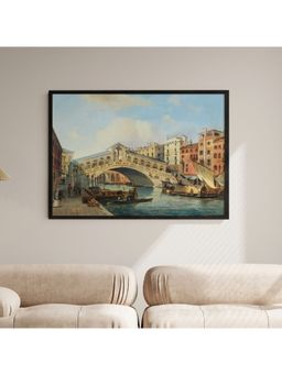 ARTCREST - Venice Grand Canal L Large Painting Black Box Framed Canvas Wall Art Painting