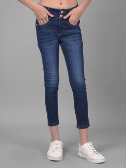 CRIMSOUNE CLUB - Girls Navy Blue High-Waist Jeans