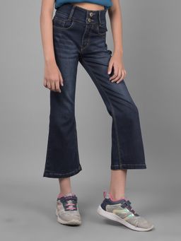 CRIMSOUNE CLUB - Girls Navy Blue Bootcut Jeans