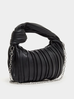 Styli - Women Pleated Texture with Handle Knot Detail Handbag