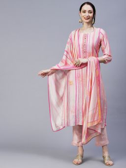FASHOR - Printed Straight Fit Kurta with Pant & Dupatta Multi Color (Set of 3)